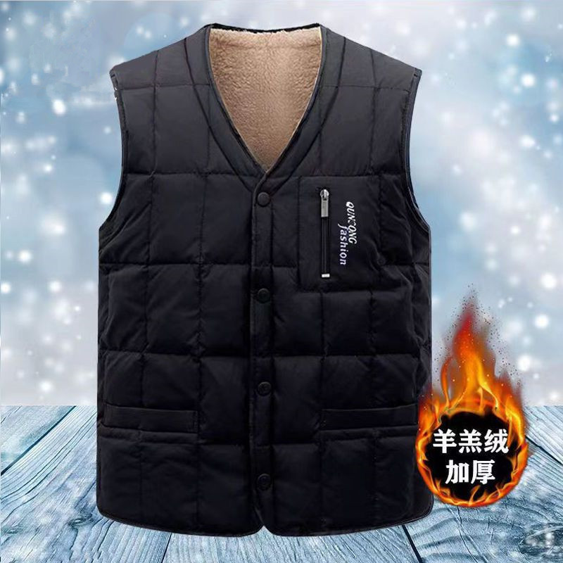 chaleco de hombre de mediana edad chaleco caliente chaleco sin mangas para hombre con algodón y camisa gruesa de caballo hombro