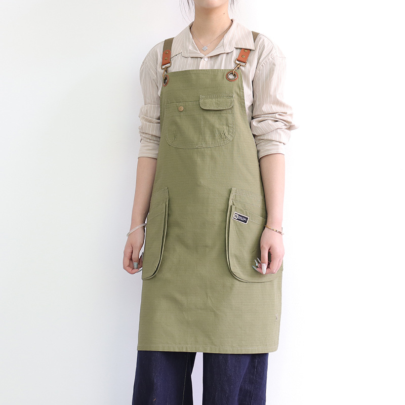 Nuevo delantal transfronterizo de Amazon, logotipo personalizado, longitud ajustable, multicolor opcional, jardín floral, ropa de trabajo, delantal