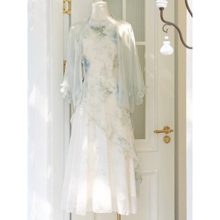 New Chinese Style Improved Cheongsam Floral Halterneck Dress Women's Vintage Summer Dress with a Complete Set