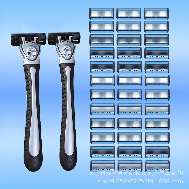 Cross-Border Popular Razor Replacement Head Men's Stainless Steel Classic 6-Layer Manual Razor Set Wholesale