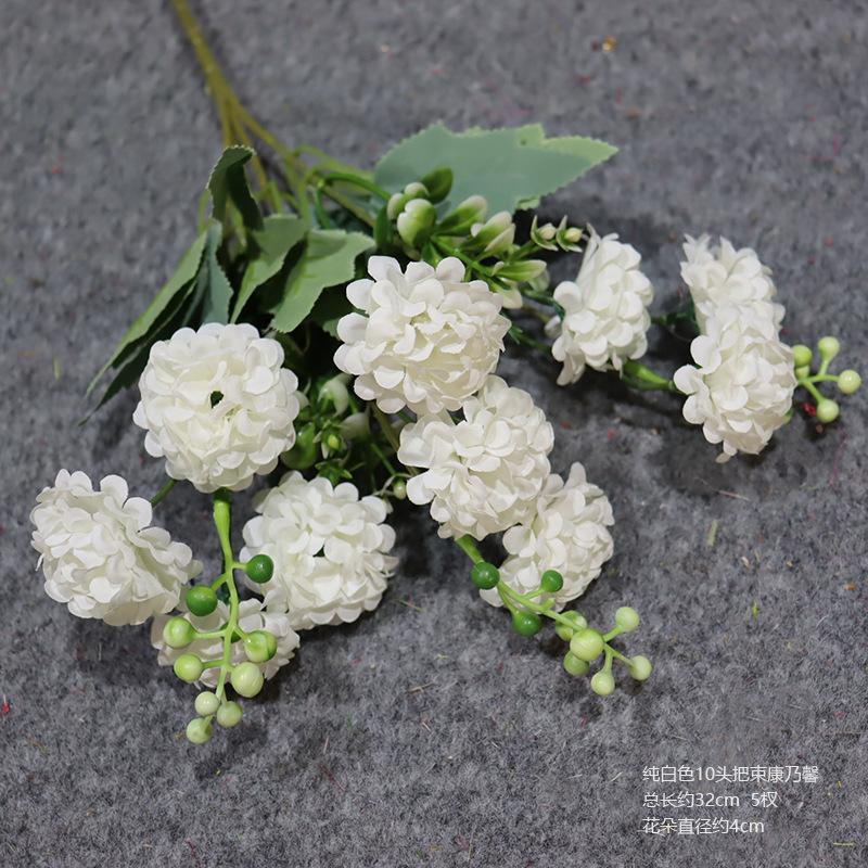 Material de flor de boda blanco brumoso artificial Misty Wedding Hall decoración camino plomo arreglo de flores techo flor artificial Flor de plástico