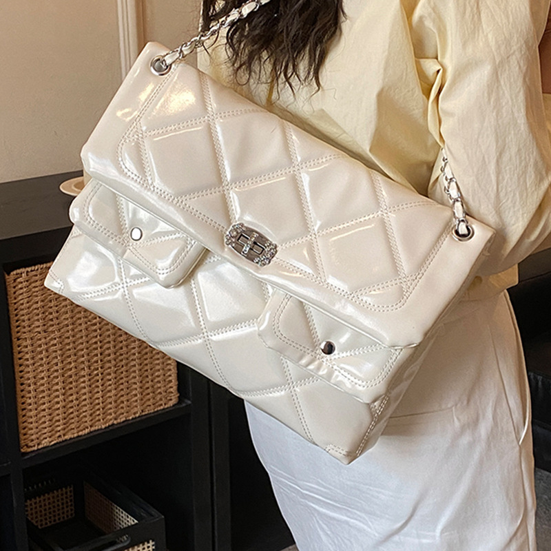 Fashion Diamond Patterned Small Square Bag, Women's Chain Shoulder Bag, Versatile Casual Armpit Bag_voghion.com