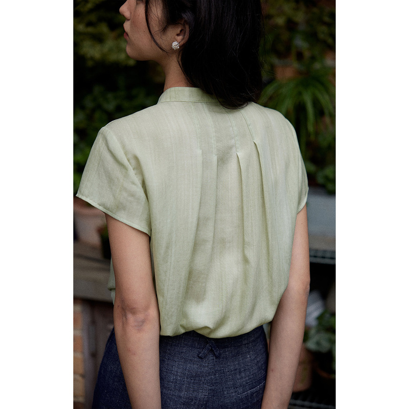 ソーライター フレンチ リヨセル スタンドカラー レース半袖シャツ 女性用|undefined