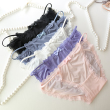 A321纯色牛奶丝女士内裤可爱少女学生三角裤低腰冰丝性感透明速干