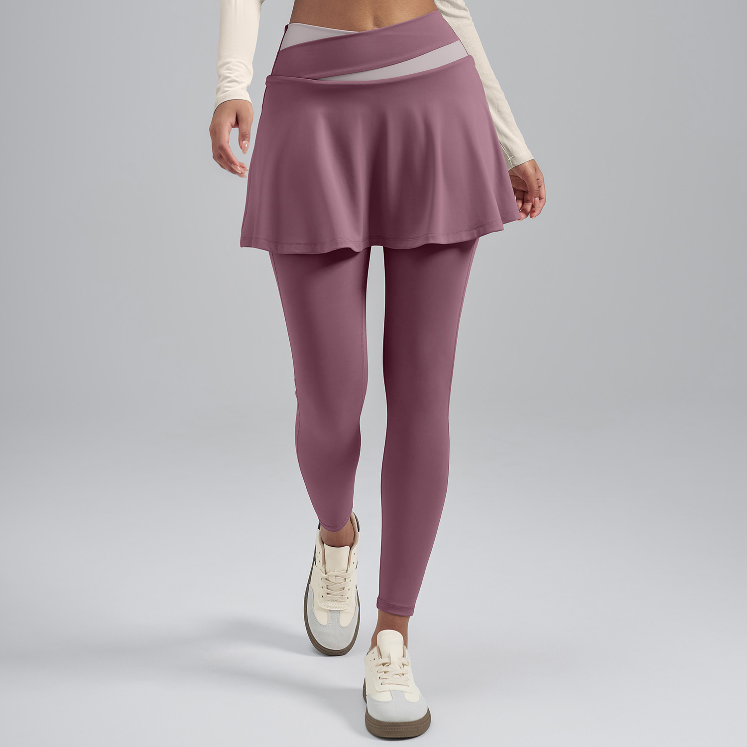 Pantalones de yoga Juyitang de nuevo estilo para comercio transfronterizo, con efecto de dos piezas, antiexposición, sensación de piel desnuda, alta elasticidad, bloques de color, cintura alta, levantamiento de glúteos, fitness.