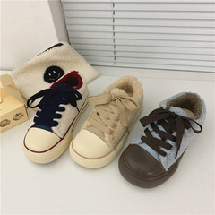 Low-top flat lined shearling canvas shoes for women, 2023 winter student Korean style versatile new fashion street shoes live streaming dropshipping