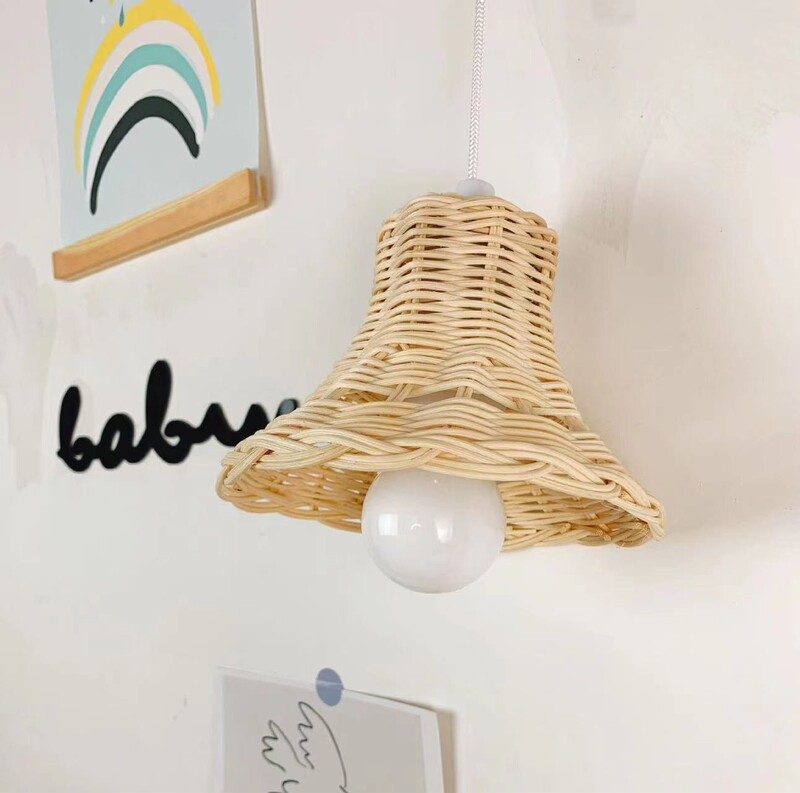 Ins Children's Room Rattan Pendant Lamp Bed and Breakfast Tent Weaving Decoration Handmade Lampshade Photography Props Rattan Lampshade