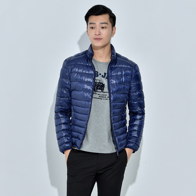 Cross-border Autumn and Winter New Men's Lightweight Down Jacket with Vertical Collar Large Size Youth Ultra-lightweight Portable Down Short Jacket