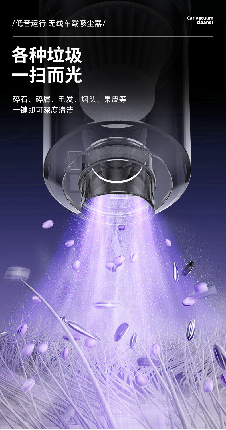 Car vacuum cleaner with powerful suction, super strong, wireless, small handheld model for use in cars and homes, dual-purpose, high-power