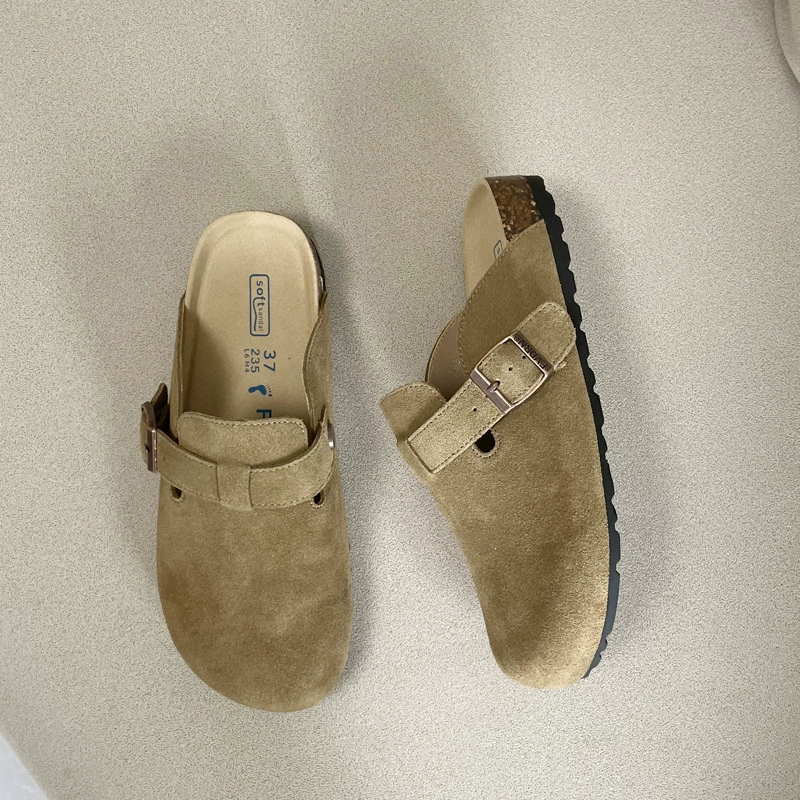 Босоножки Birkenstock большого размера 36–44, натуральная пробка, кожа коровы, плоская подошва, женские Birkenstock 41–43, полуприставной носок