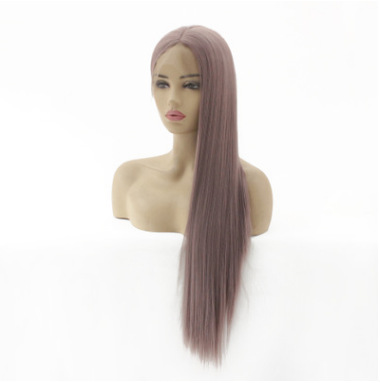 Fábrica al por mayor de salsa púrpura libre frente al encaje pelucas de fibra química pelucas LW0063
