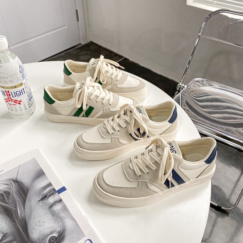 Canvas Shoes Men's 2024 New Color Matching Boys White Shoes Board Shoes Korean All-match Fashionable Shoes Men's Fashionable Shoes 1281