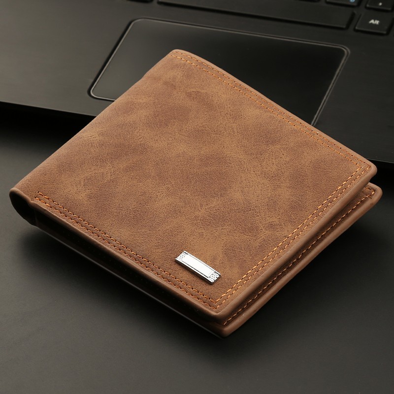 財布 メンズ ショート マルチカードスロット ジッパー付き財布 横型チケットホルダー レトロ ヌバックレザー シンプル|undefined