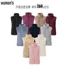 女装秋冬摇粒绒马甲长绒抓绒背心中老年马夹加厚一件代发跨境绣花