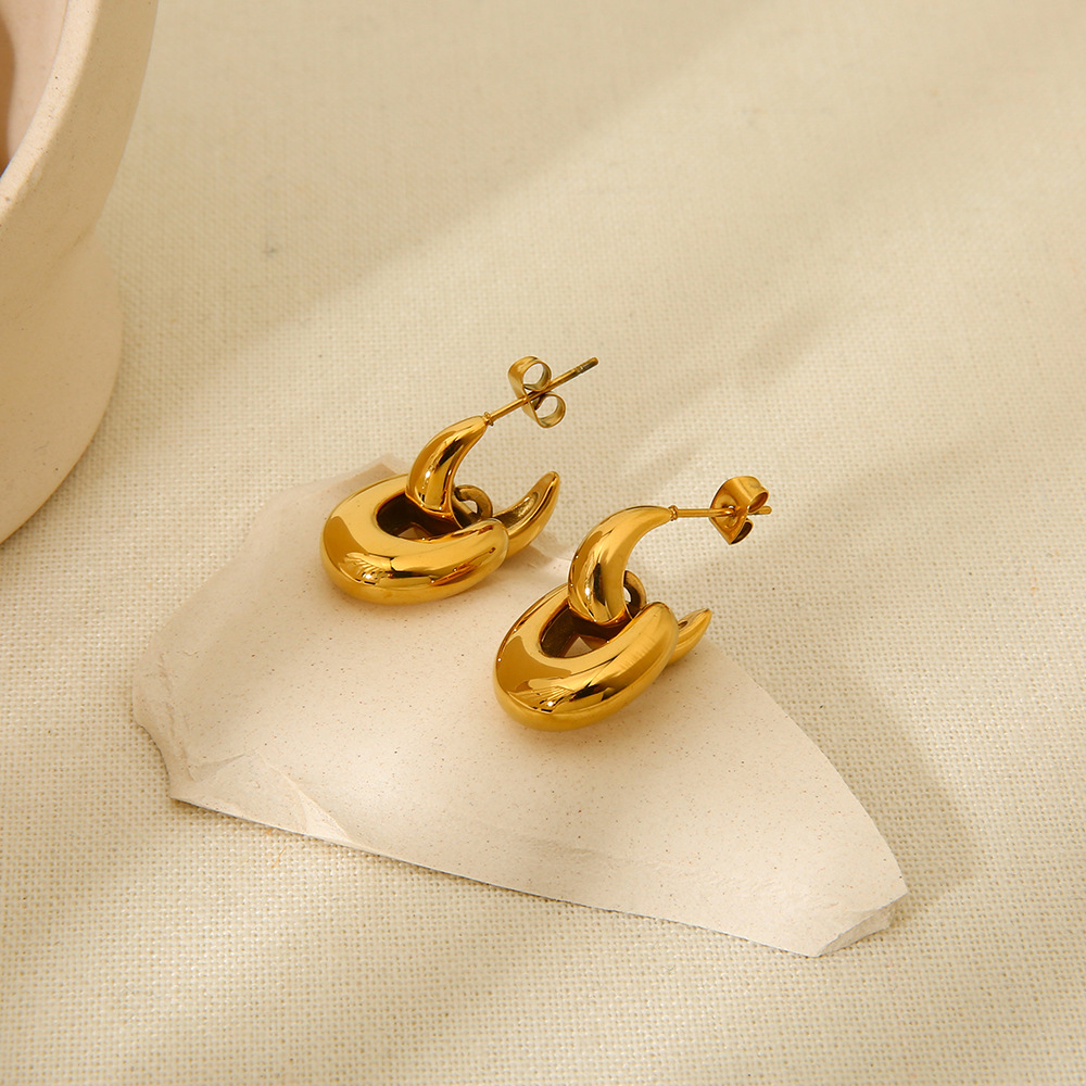 Geometric Pattern 1 Pair Lady Geometric Plating 304 Stainless Steel Drop Earrings