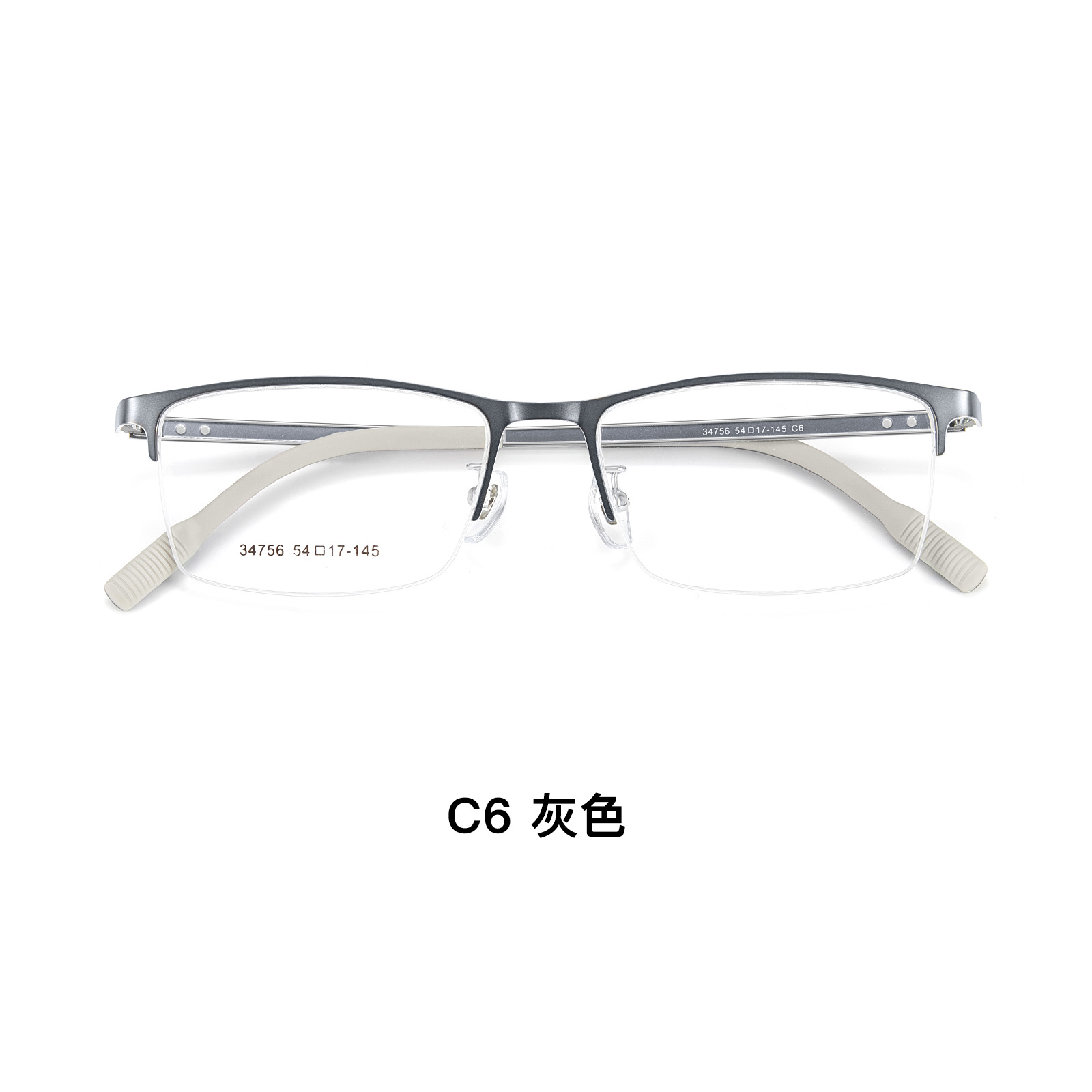 Montura de gafas de medio marco de metal para hombres de negocios VOSS clásico, pierna de memoria de alta elasticidad, sin cara, gafas disponibles al por mayor