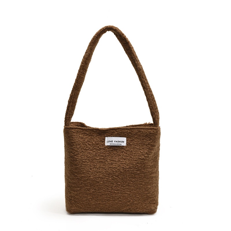 Bolsa de hombro de lana de moda simple para mujeres 2024 nuevo otoño y invierno de moda de la gripe ligera bolso de mano de lujo bolso de brazo