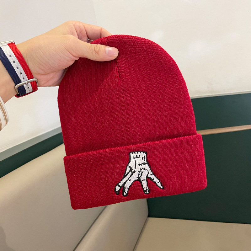 Nuevo sombrero de punto divertido de las mujeres sombrero de lana bordado de estilo coreano otoño e invierno cálido a prueba de frío sombrero de suéter sombrero de moda para hombres