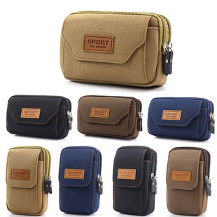 Men's 6.5-inch mobile phone waist bag middle-aged and elderly wear belt wear-resistant construction site mobile phone bag canvas waist bag mobile phone bag wholesale
