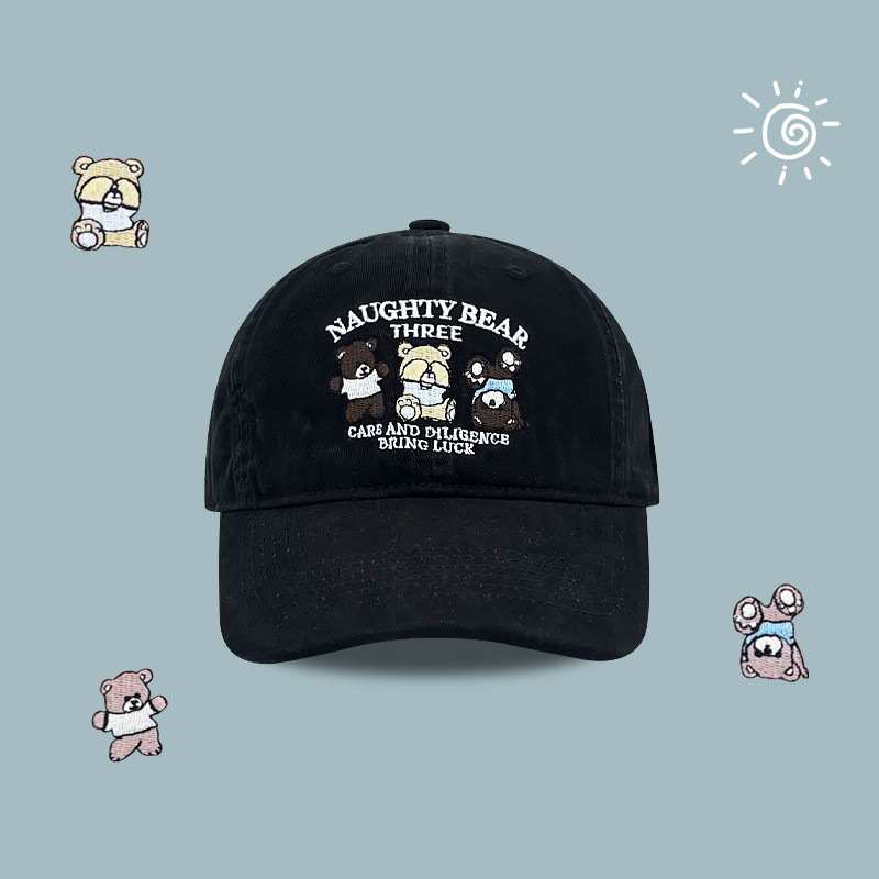 2024 nuevo lindo oso marrón bordado gorra de lengua mujer primavera y otoño universitaria pareja sombrero de béisbol moda masculina
