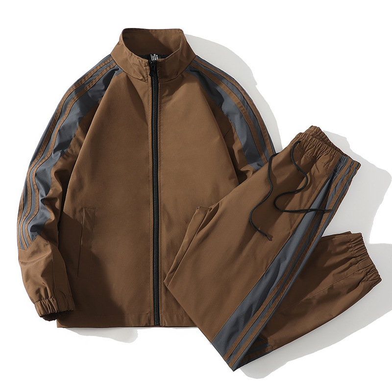 Primavera y otoño nuevo estilo cardigan traje deportivo moda masculina guapo casual cuello alto chaqueta pantalones conjunto de dos piezas