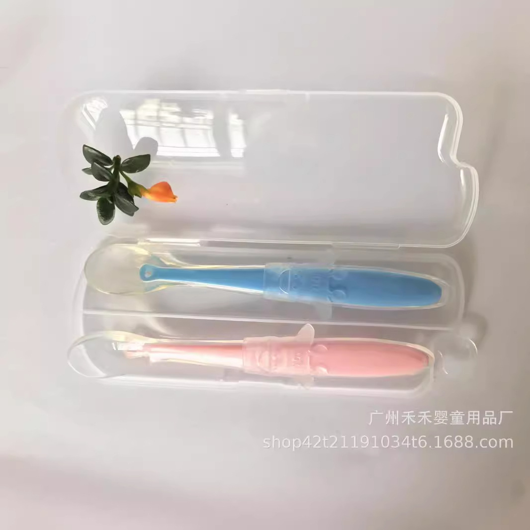 Baby Silicone Soft Spoon Feeding Tableware Baby Spoon Children's Training Spoon Full Silicone Safety Soft Spoon Set Direct Supply