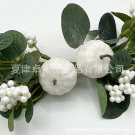 亚马逊复活节仿真尤加利叶牛角丰收节白南瓜浆果牛角仿真绿植