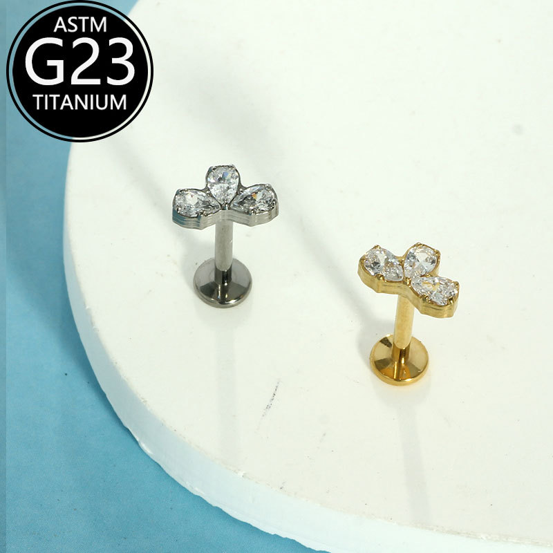 Pointed titanium steel lip stud product view