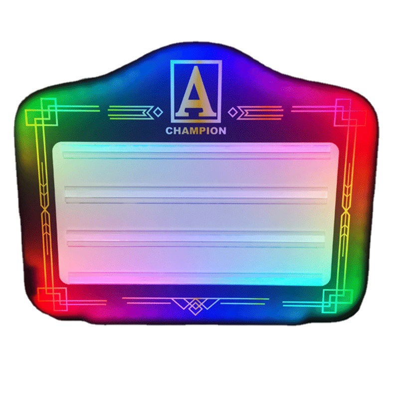 Mano luminosa LED a través del espejo para levantar la tarjeta, cartelera con letras de color mágico, luz luminosa, caja de luz, atmósfera de barra, cambio de palabras, levantar la tarjeta