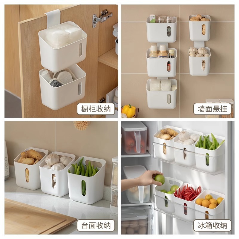 台所のネギとショウガのニンニクの小さいバスケットの浴室の物置棚のトイレの壁掛けの収納かごは多機能の収納箱を掛けます。|undefined