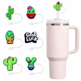 Cactus Straw Cap Aliexpress Suitable for 7-8mm Cartoon Cute Doll Reusable Silicone Straw Cap