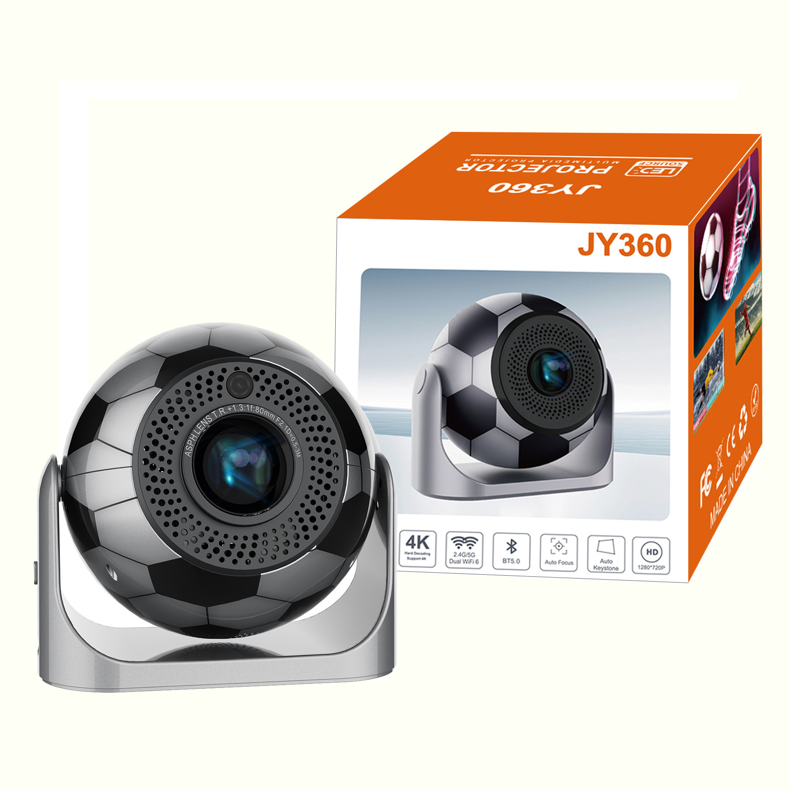 Jy360 Football Projector 2026 World Cup New Export High-Definition Android Smart Home Portable Ball Machine