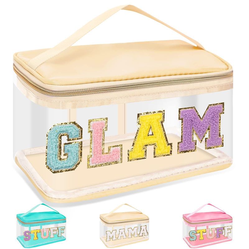 Amazon MEDS 薬箱刺繍文字化粧品袋透明 PVC 収納袋旅行トイレタリーバッグハンドバッグ|undefined
