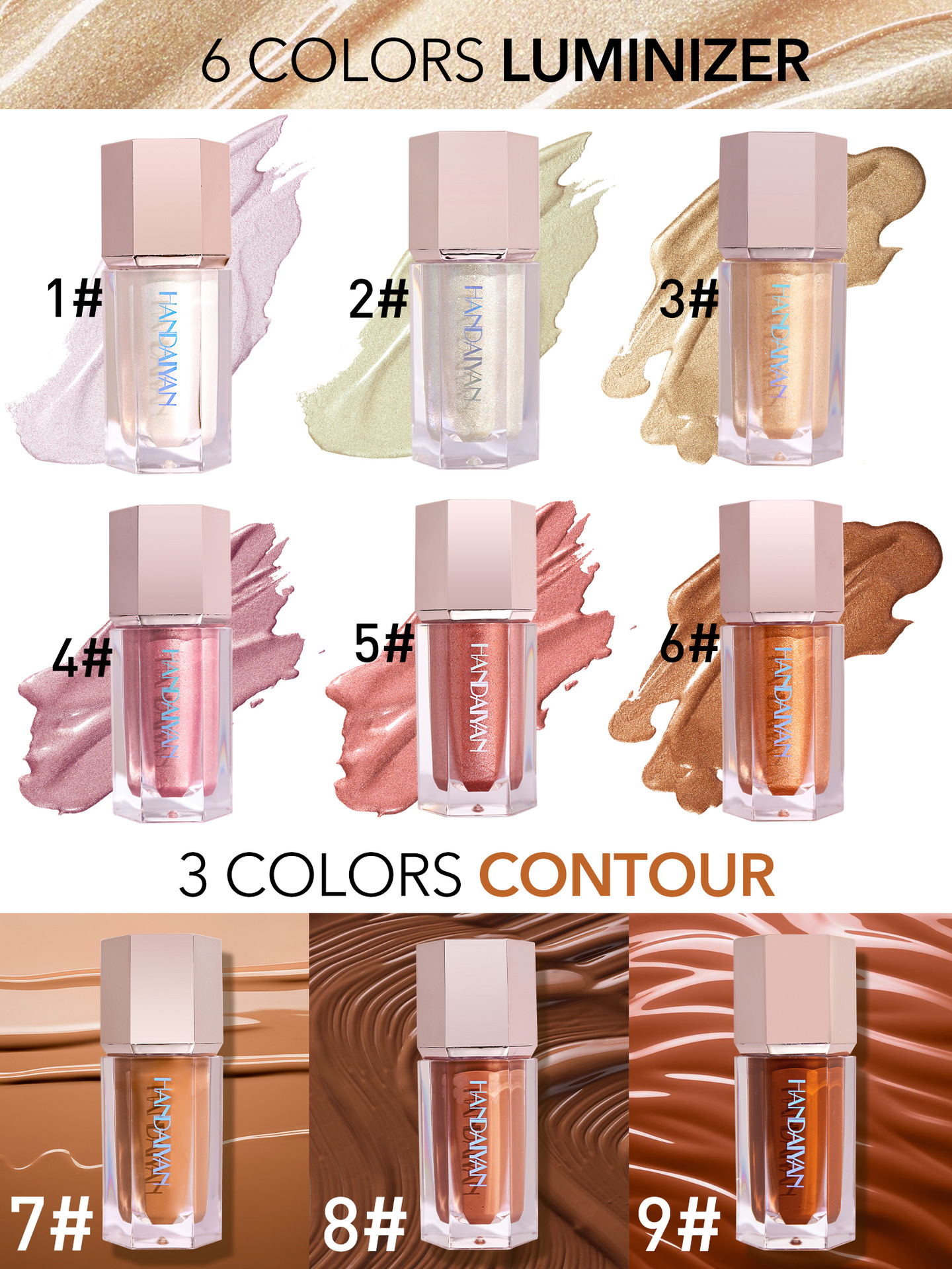 handaiyan Highlighter Contouring Liquid, Han Daiyan Facial Shadow Pearl Brightening Liquid, Cross-border Eyeshadow Liquid from Europe and America details Picture