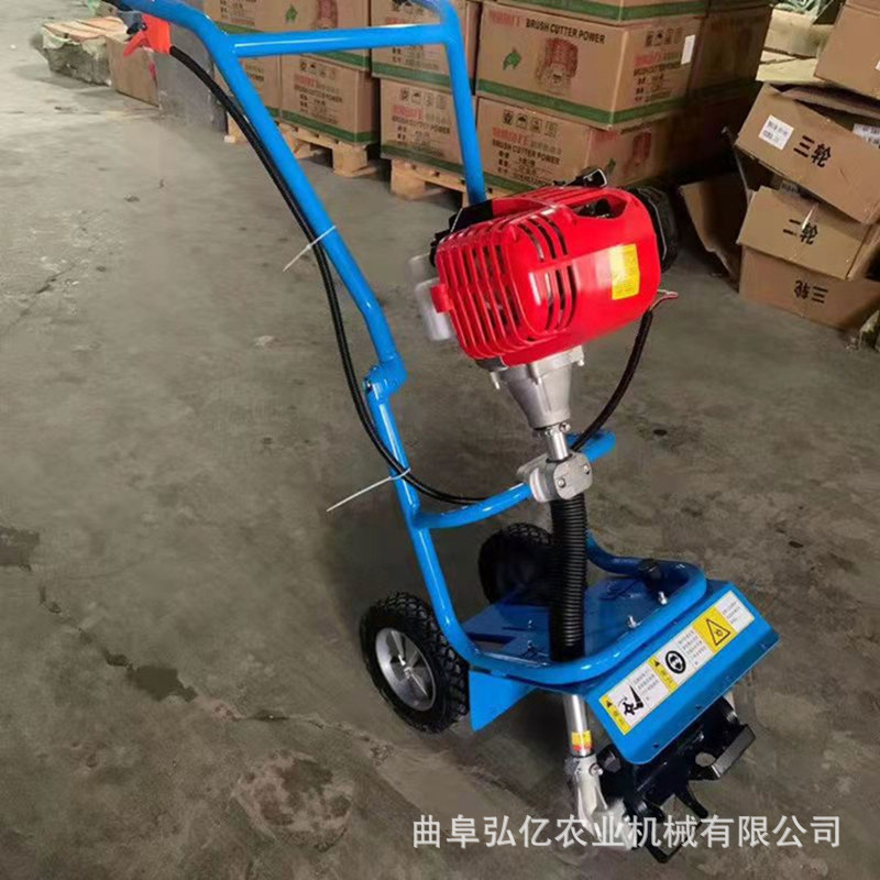 防缠草汽油推车锄草机四冲程果园松土打草机加宽三刀开荒耕田机