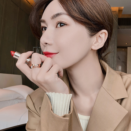 New Round Titanium Steel Luxury Style Ring for Women Fashion High-end Sense of Individuality Double Layer Gemstone Southeast Asian