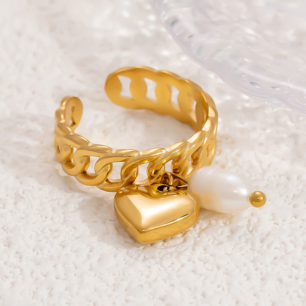 5g Weight Open Rings Classification One Size Ring Size 1 Piece Quantity Banquet, Tea Party Occasion 304 Stainless Steel Material Heart Shape Pattern Women's Gender Plating Design Lady Style Wholesale Jewelry Lady Heart Shape 304 Stainless Steel Plating Open Rings 6