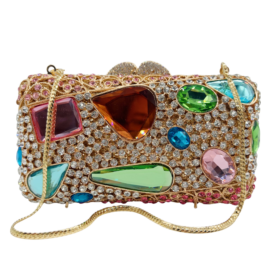Túi clutch nữ đính đá dạ hội phong cách Châu Âu — màu vàng, màu tím, Tùy chỉnh các màu khác chi tiết 2