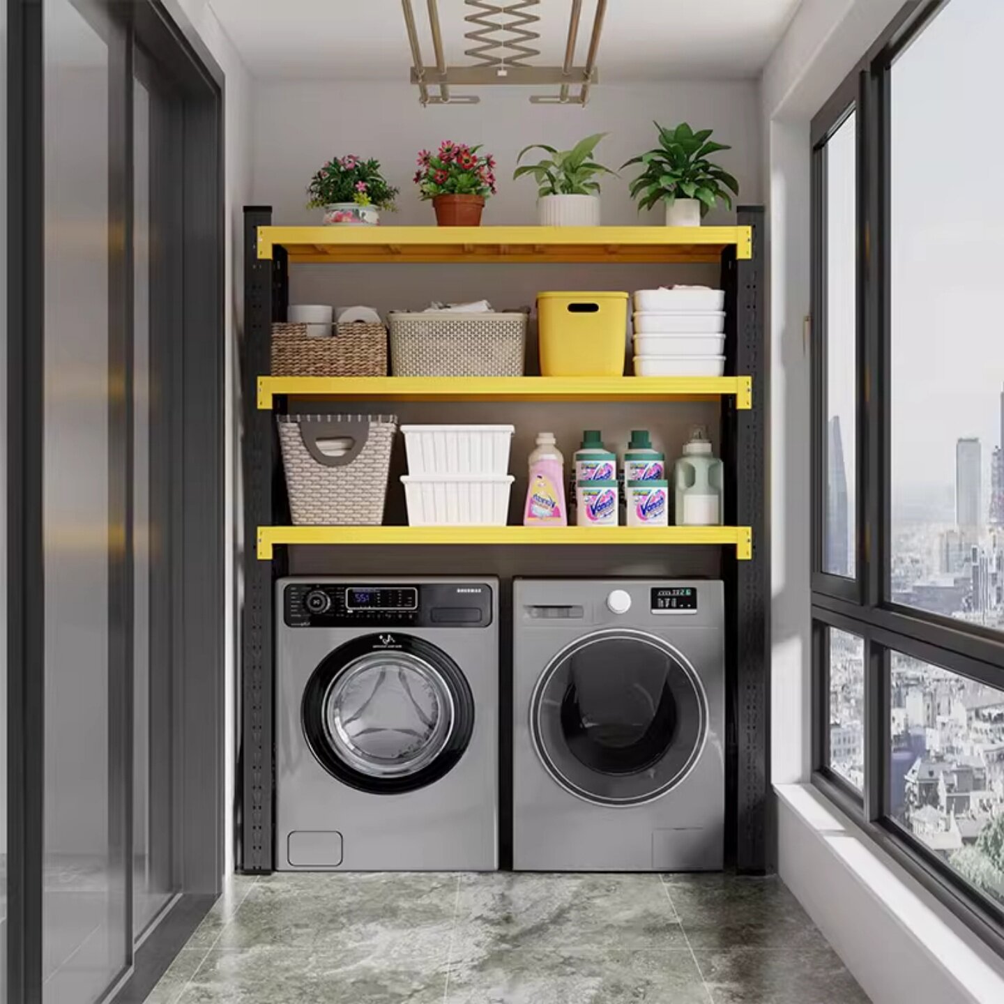 Household Storage Rack, Multi-Layer Storage Rack Above Washing Machine, Luggage Storage Rack, Kitchen Balcony High Shelf