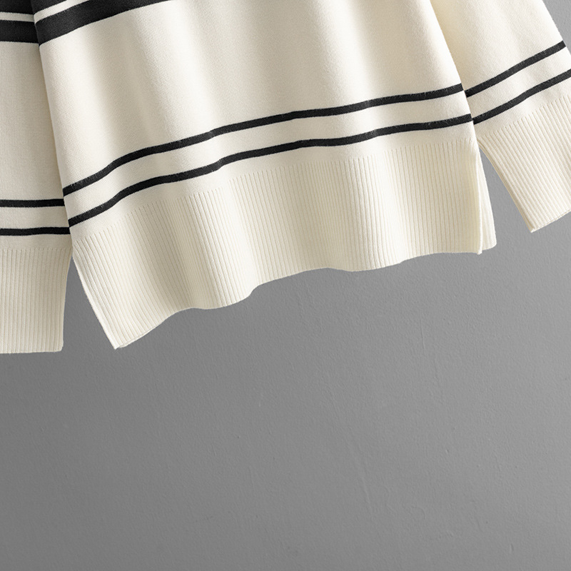 546g Weight Long Sleeve Sleeve Length Adhesive Fiber, knit Fabric Type Pant Co-ord Set Sets Type 2 Pieces Set Quantity Holiday, Daily Occasion Round Neck Neckline Loose Fit Type Stripe Pattern Winter, Autumn Season Women's Gender Casual, Simple Style Style Holiday Daily Women's Casual Simple Style Stripe Adhesive Fiber Knit Pant Co-ord Set Pants Sets 13