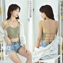 網紅無縫細帶鏤空美背吊帶背心裹胸無鋼圈美背瑜伽運動內衣女