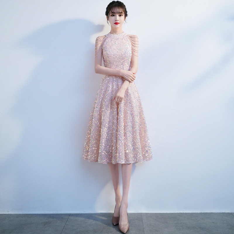 Short Evening Dress for Women 2026 New Style Petite Light Luxury High-End Elegant Birthday Host Sophisticated Pink Engagement Short Evening Dress for Women 2026 New Style Petite Light Luxury High-End Elegant Birthday Host Sophisticated Pink Engagement