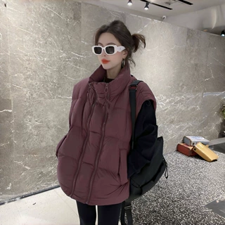 胖mm加肥加大码羽绒棉服马甲女秋冬新款双拉链外搭宽松背心马夹潮