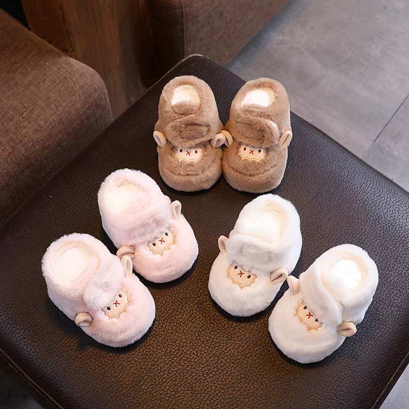 0-1 год осенняя и зимняя детская хлопчатобумажная обувь 6-12 месяцев ходунки мужские и женские детские ботинки плюс бархатная мягкая подошва 3