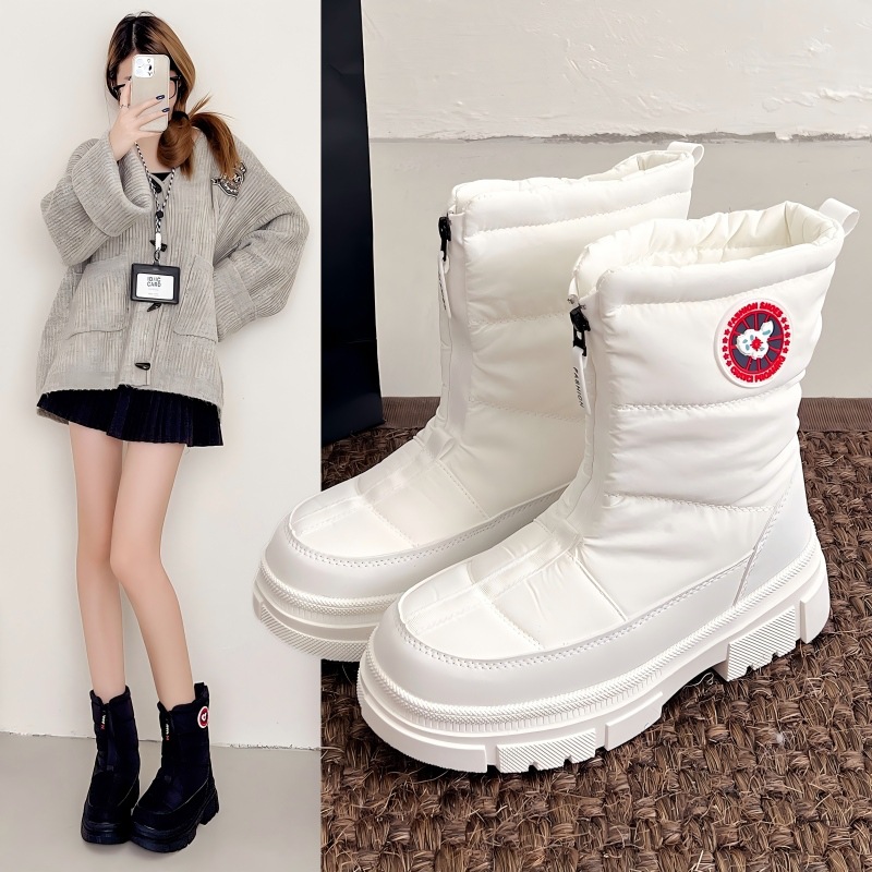 东北雪地靴女冬季加绒加厚保暖跨境中筒棉靴抗寒防水防滑厚底棉鞋