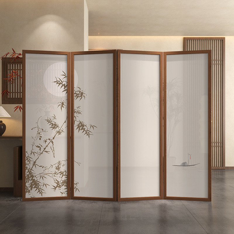 Wholesale Solid Wood Screen Partition Facing the Entrance Door, Foldable Mobile Bedroom Tea Room Hotel Office New