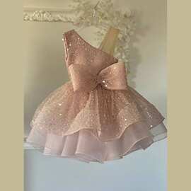 Princess dress儿童礼服无袖蓬蓬亮片裙蝴蝶结女童公主裙跨境批发