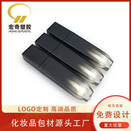 专业工厂渐变黑色方形扁平便携式透明塑料唇彩空瓶定制唇釉管外壳