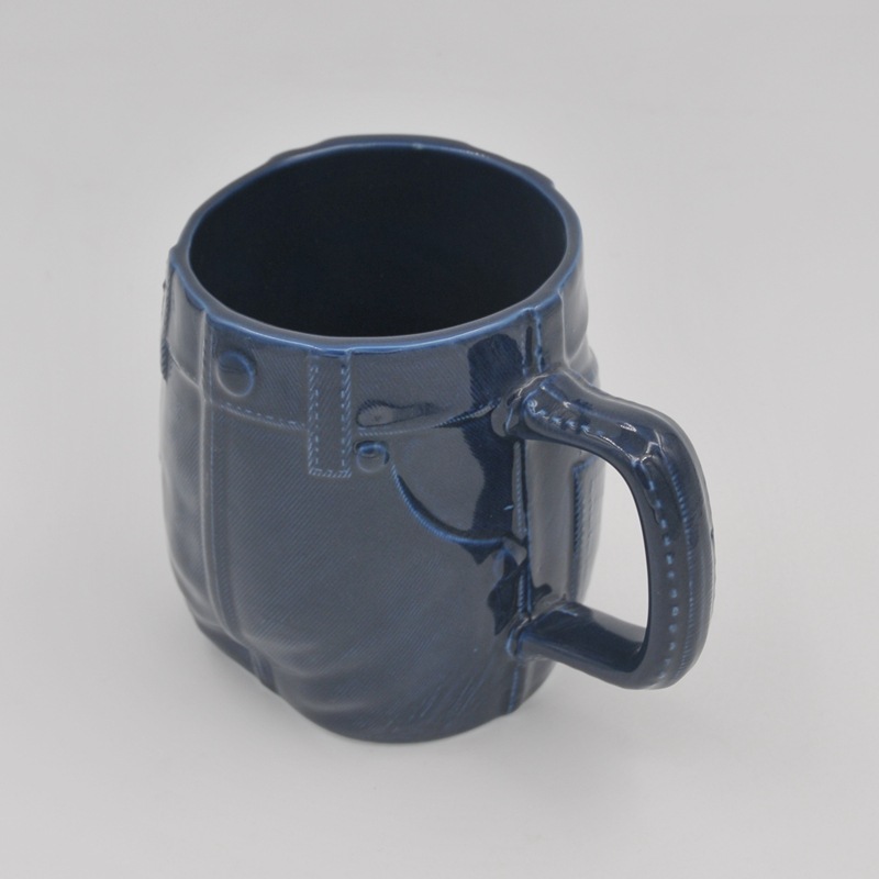 Taza de jeans de cerámica Taza de agua de mezclilla creativa con logotipo Suministro transfronterizo Taza de jeans de esmalte de color de cerámica