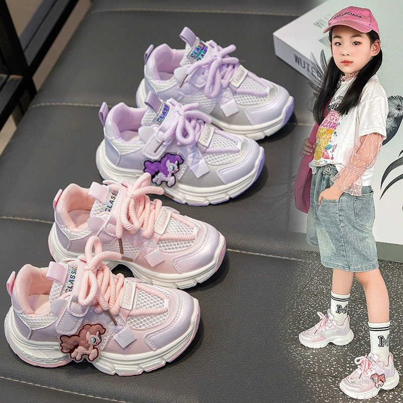 Детская однострационная спортивная обувь 2025 весна лето новая милая девушка мультяшная спортивная обувь для детей дышащая папочка обувь